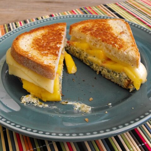 Peach and Pesto Grilled Cheese