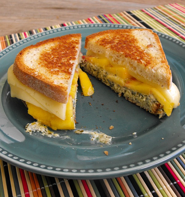 Peach and Pesto Grilled Cheese