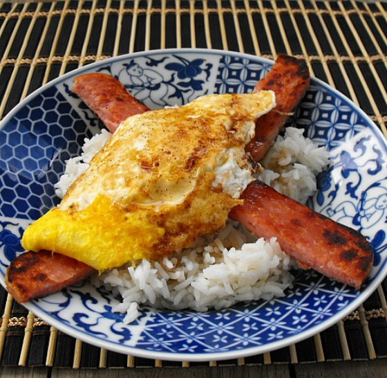 Korean Spam and Eggs with Maple Chile Syrup