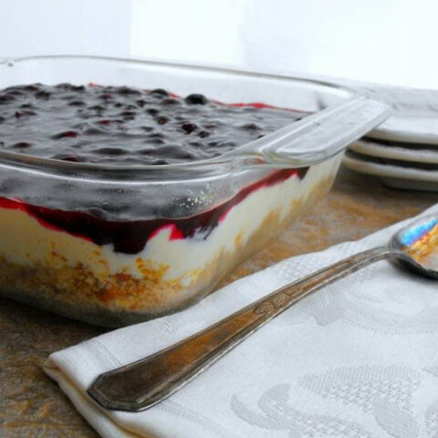 Blueberry Cream Dessert with Pretzel Crust