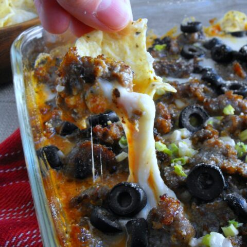 Sausage and Black Olive Pizza Dip