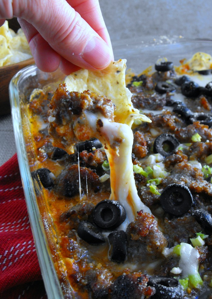 Sausage and Black Olive Pizza Dip