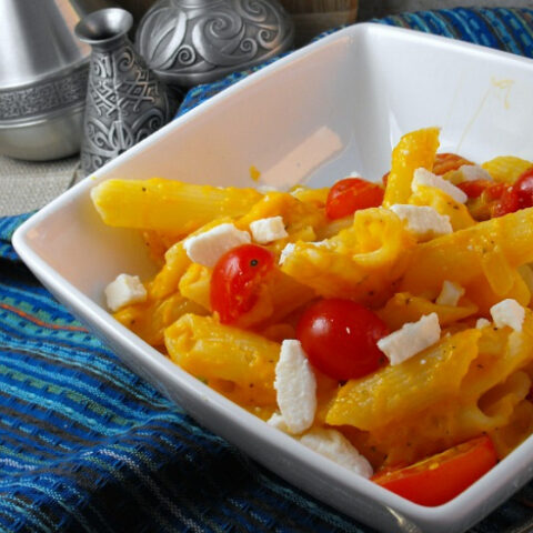 Butternut Squash Pasta and Cheese with Tomatoes