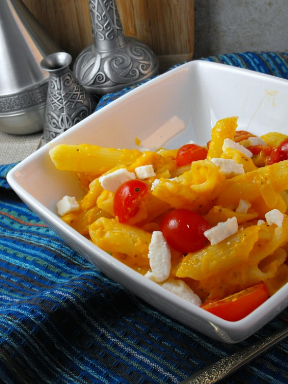 Butternut Squash Pasta and Cheese with Tomatoes