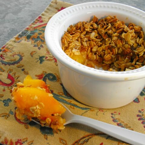 Individual Peach Crisps made with Granola