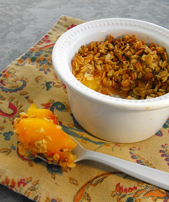 Individual Peach Crisps made with Granola