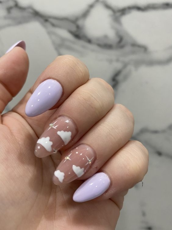 Cloud Nail Art Idea 