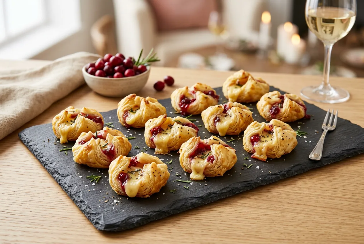 Brie and Cranberry Puff Pastry Bites