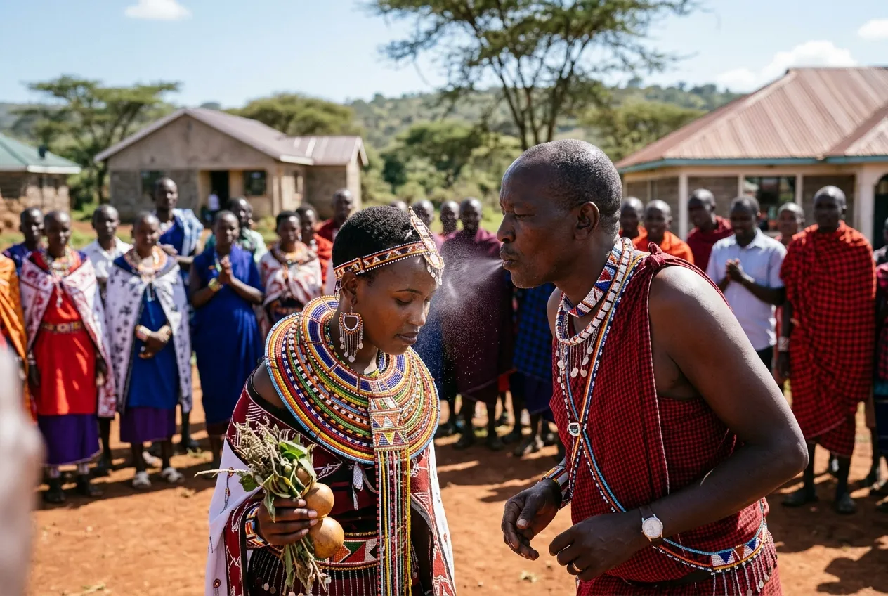 Kenya's Father Spitting Blessing