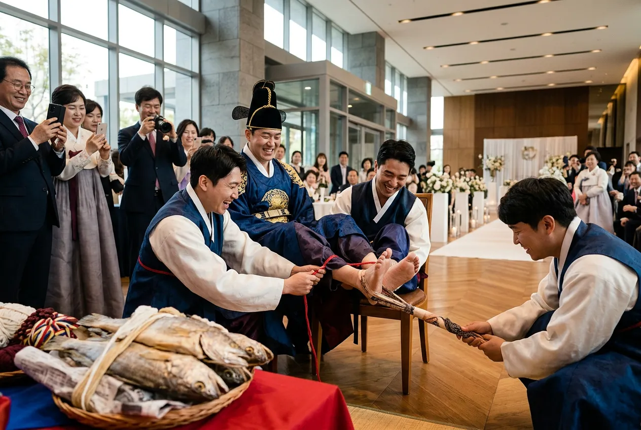 South Korea's Beating the Groom's Feet