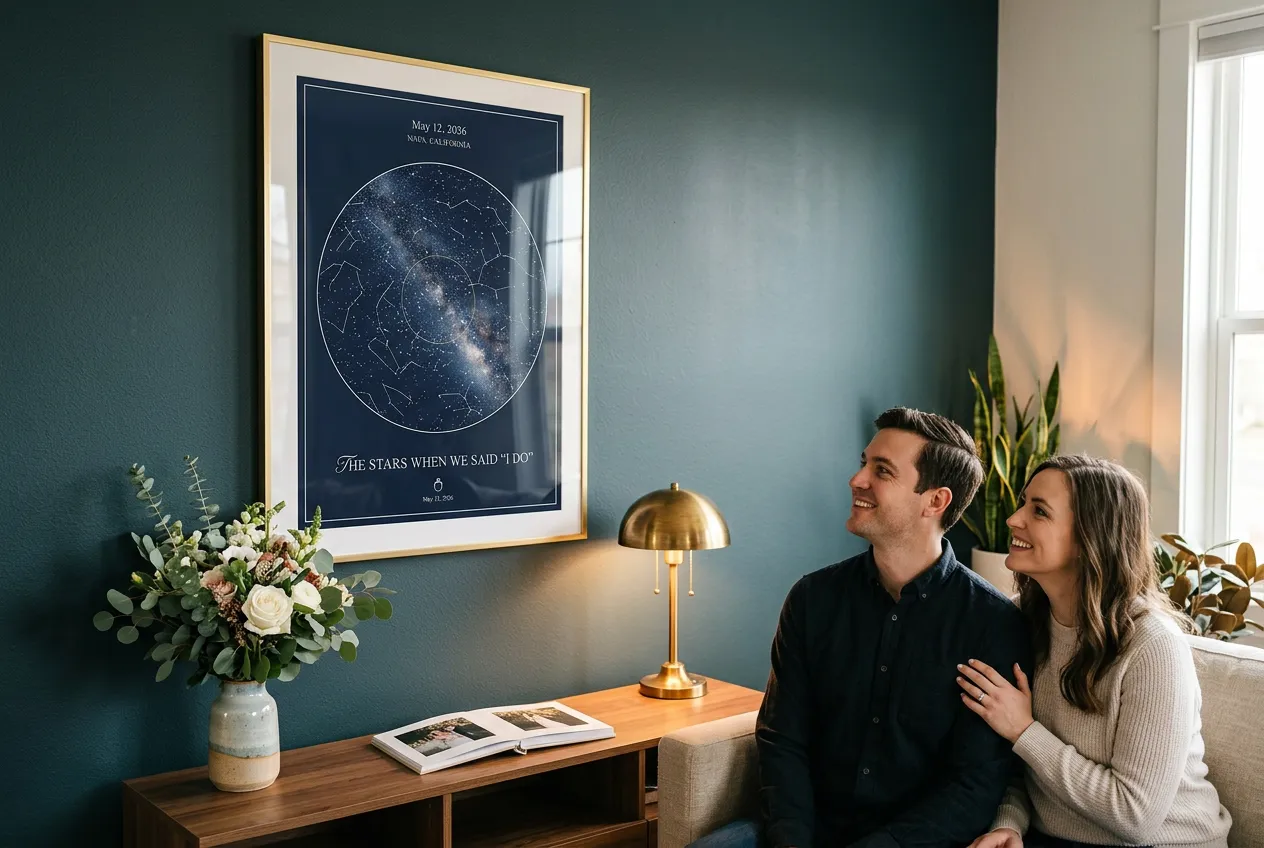 A Custom Star Map of Their Wedding Night