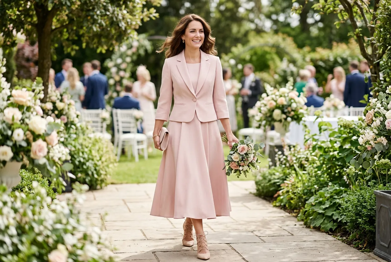 Blush Pink Tea-Length with Jacket