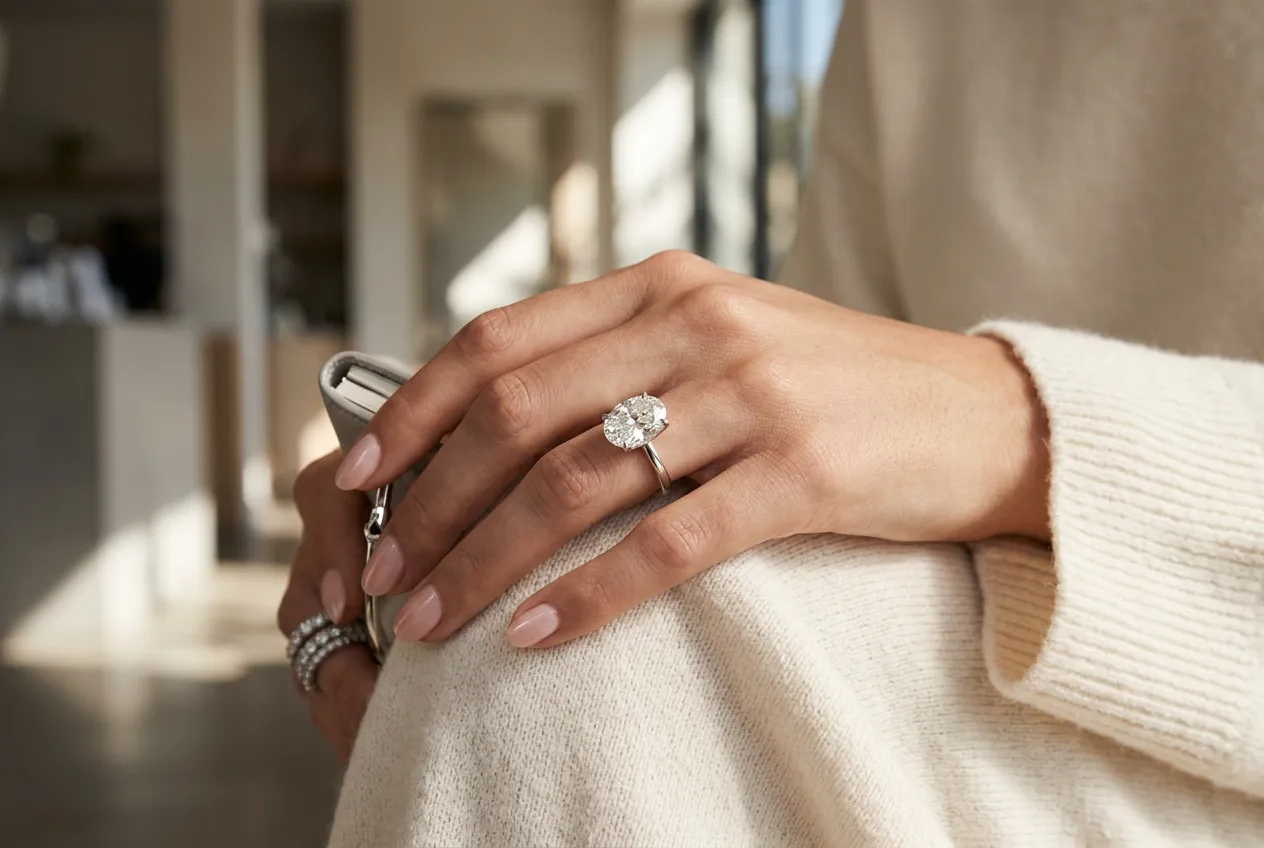 Hailey Bieber's Oval Solitaire