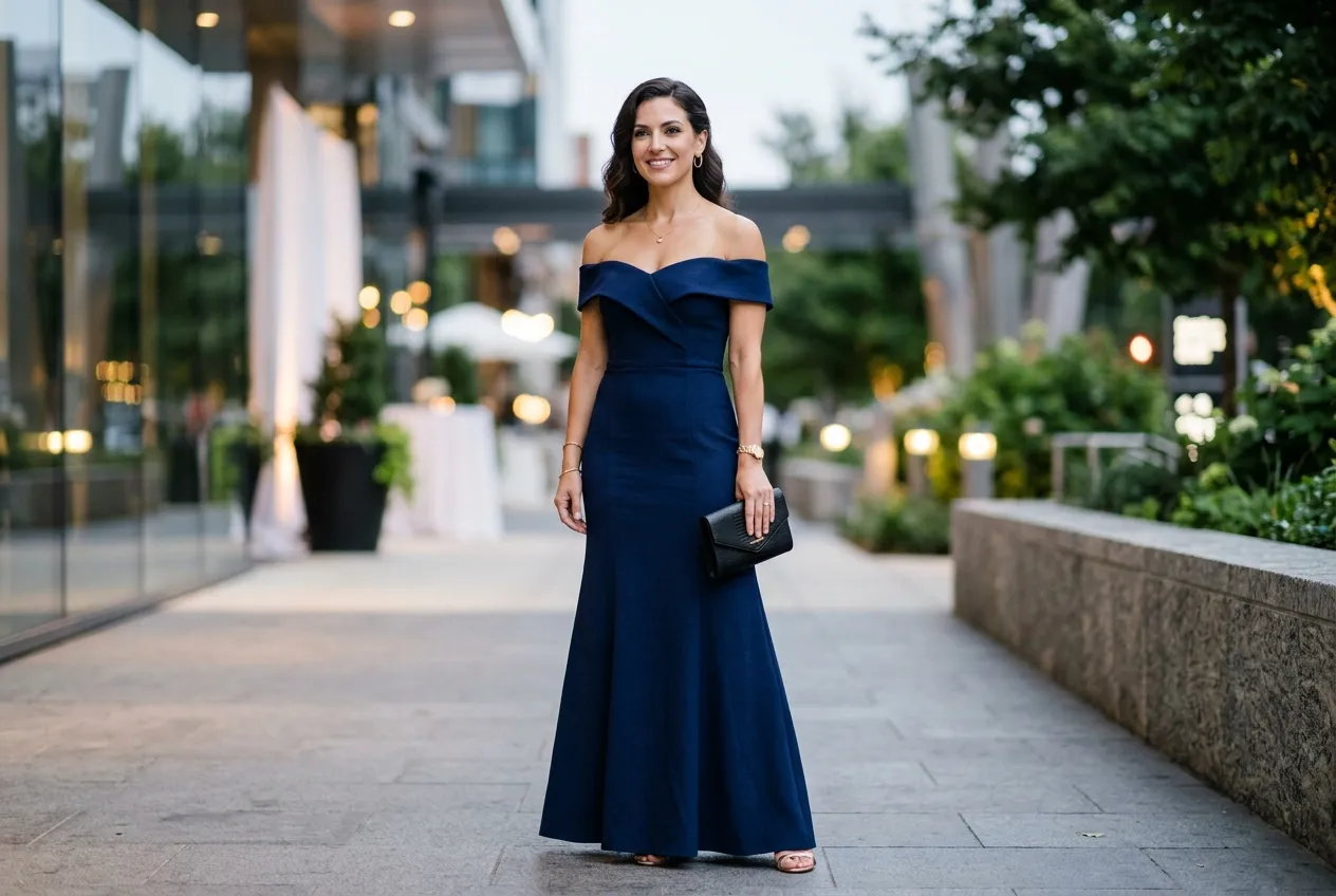 Midnight Blue Off-Shoulder