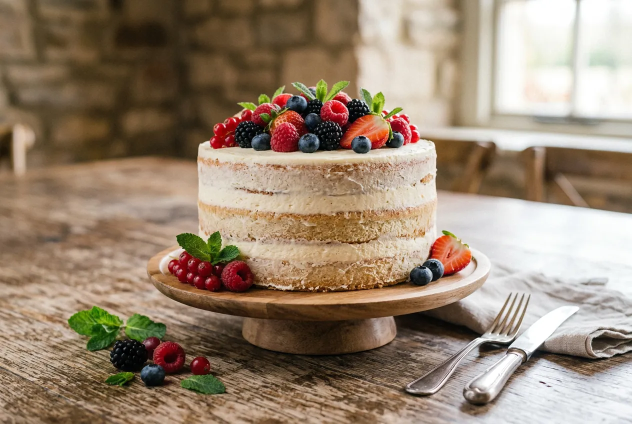 Naked Cake with Fresh Berries
