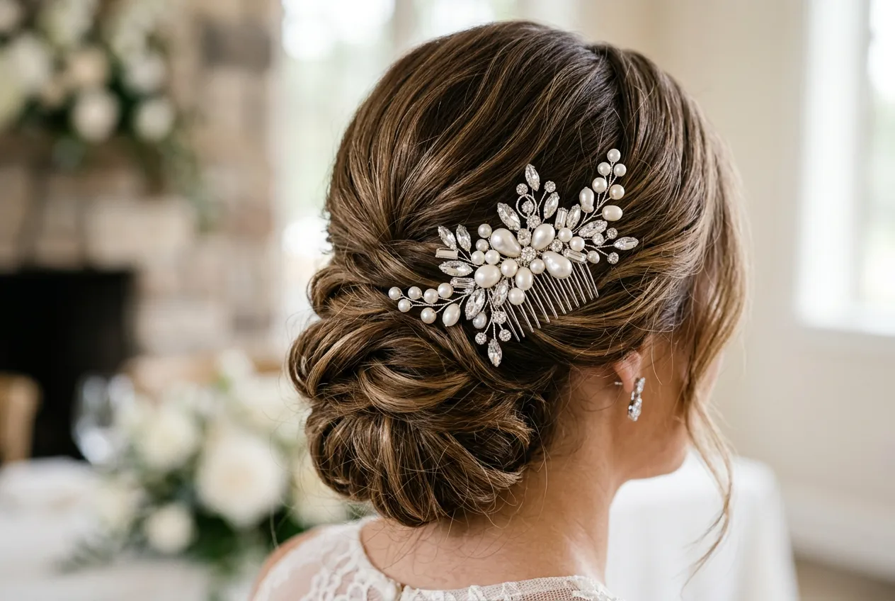 Pearl and Crystal Haircombs
