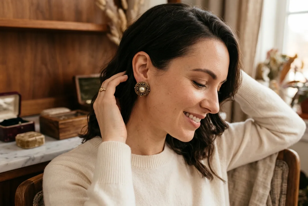 Vintage Button Earrings