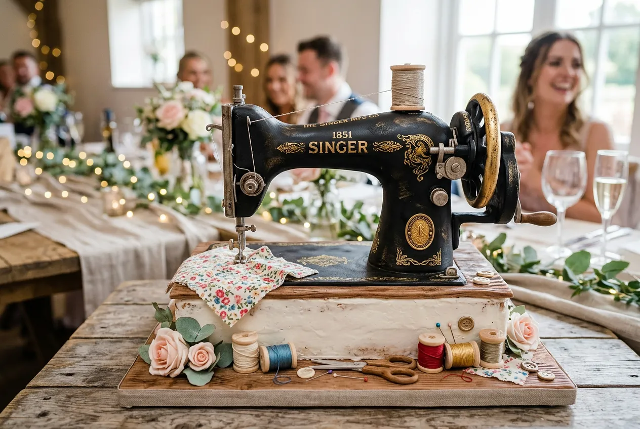 Vintage Sewing Machine Cake