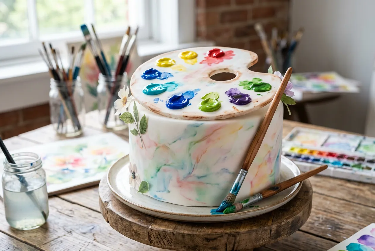 Watercolor Paint Palette Cake