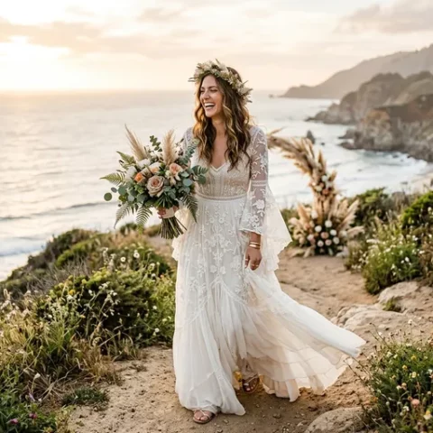 Image of 16 Dreamy Bohemian Wedding Dresses to Inspire Brides-to-Be