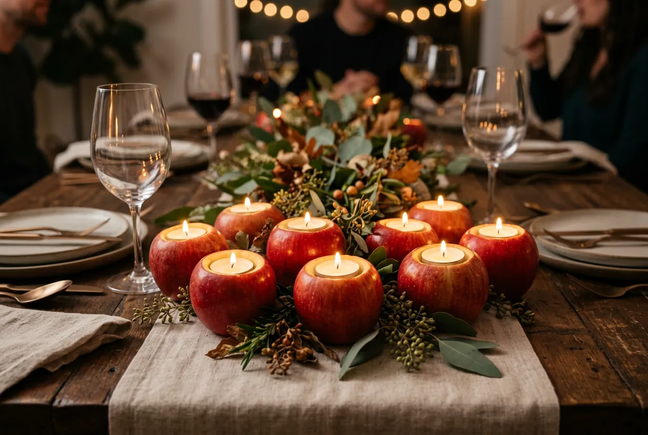 Apple Centerpieces with Candles