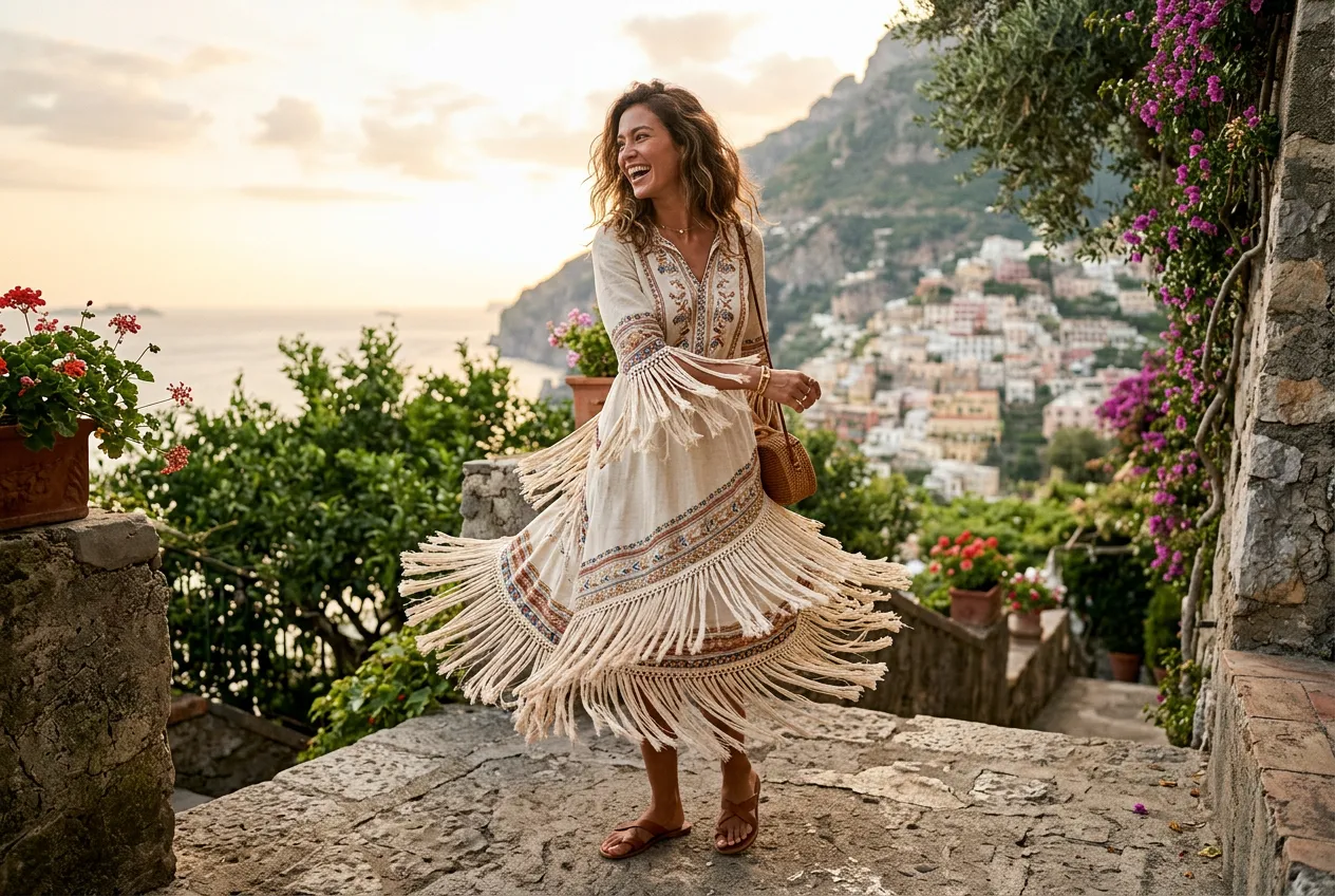 Bohemian Fringe Detail Dress