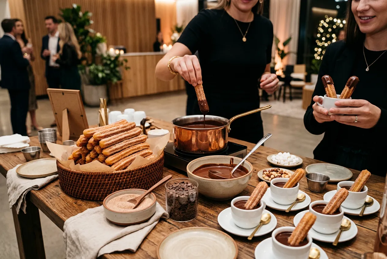 Churros and Chocolate Dipping Station
