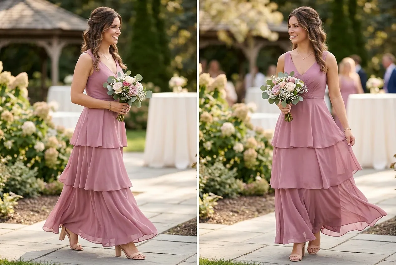 Mauve Pink Tiered Maxi