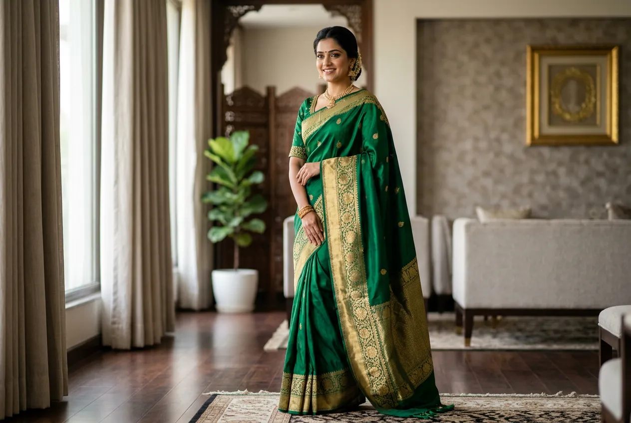 Emerald Green Silk Saree