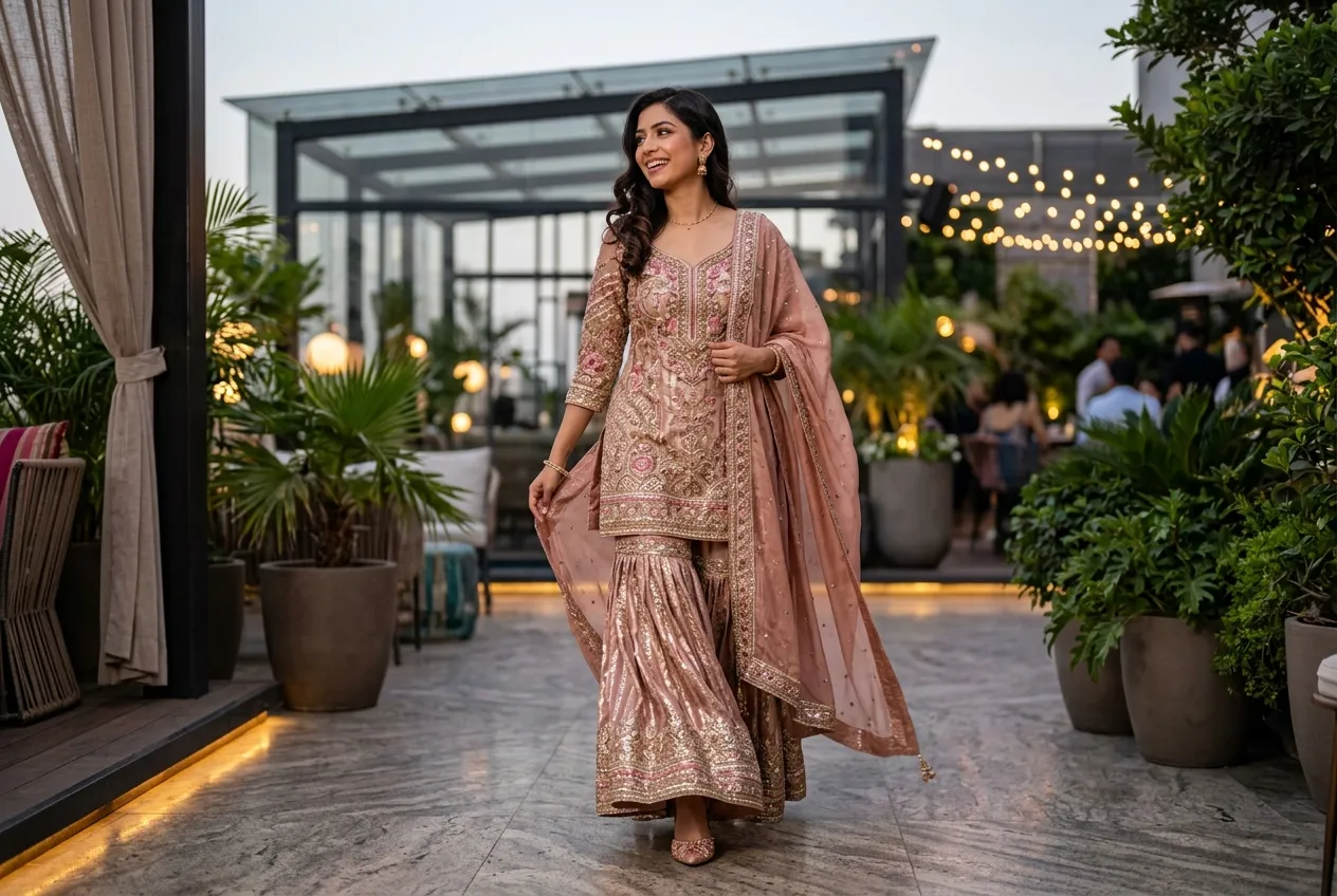 Rose Gold Gharara Set