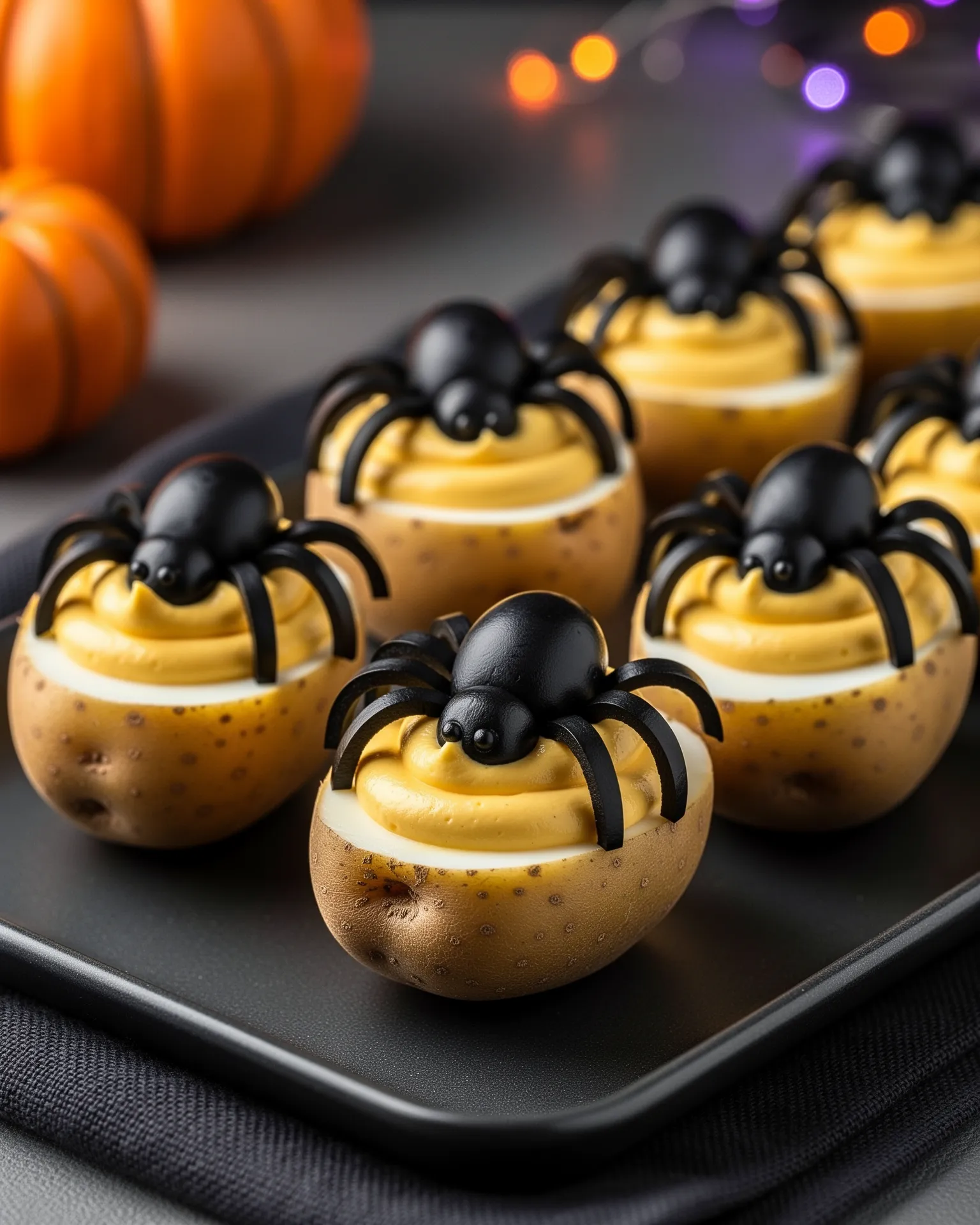 Spider Egg Deviled Potatoes