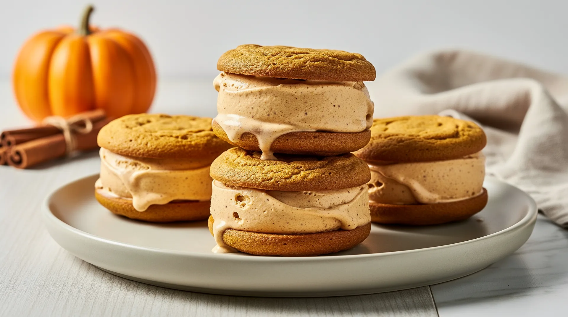 Spiced Pumpkin Pie Ice Cream Sandwiches