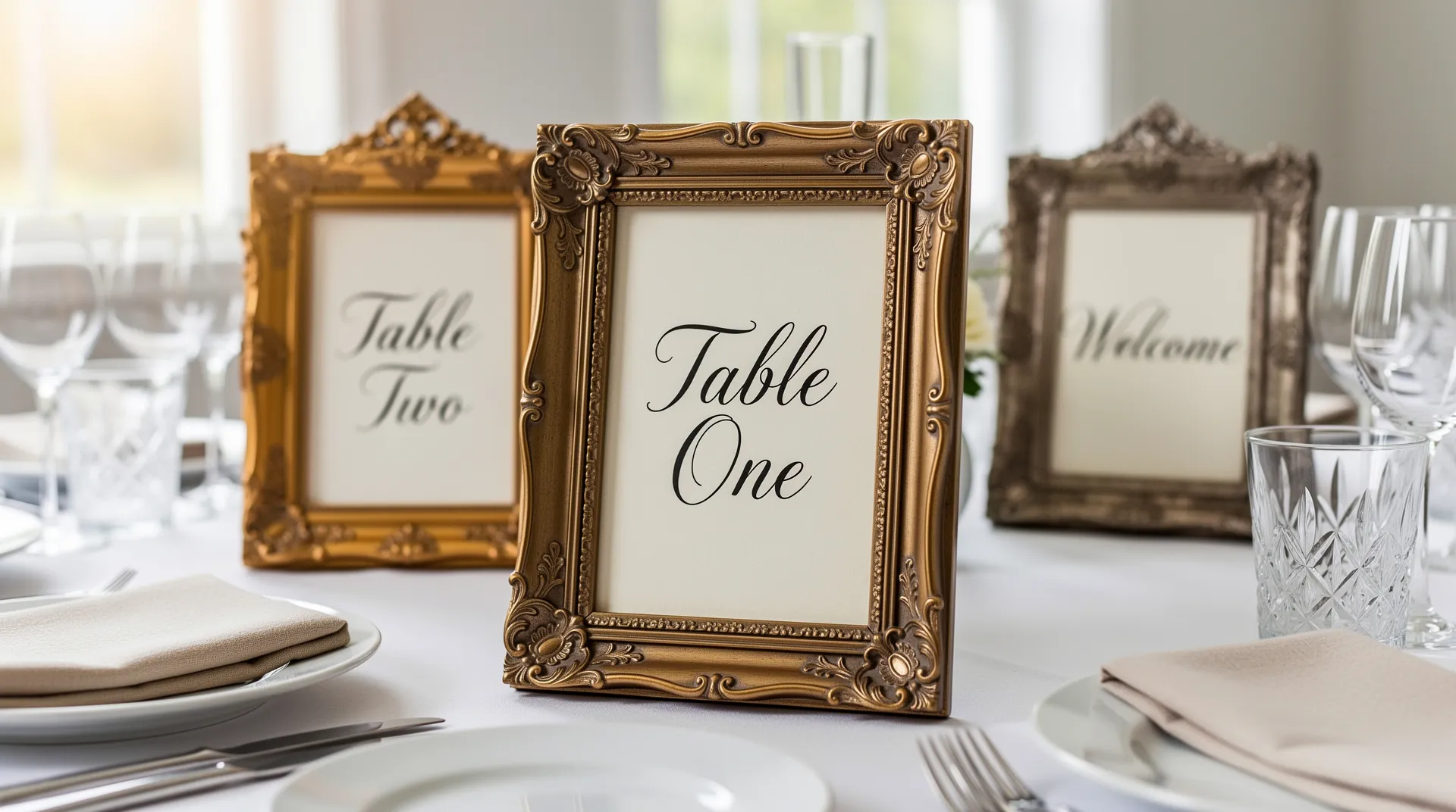 Vintage picture frames with calligraphy