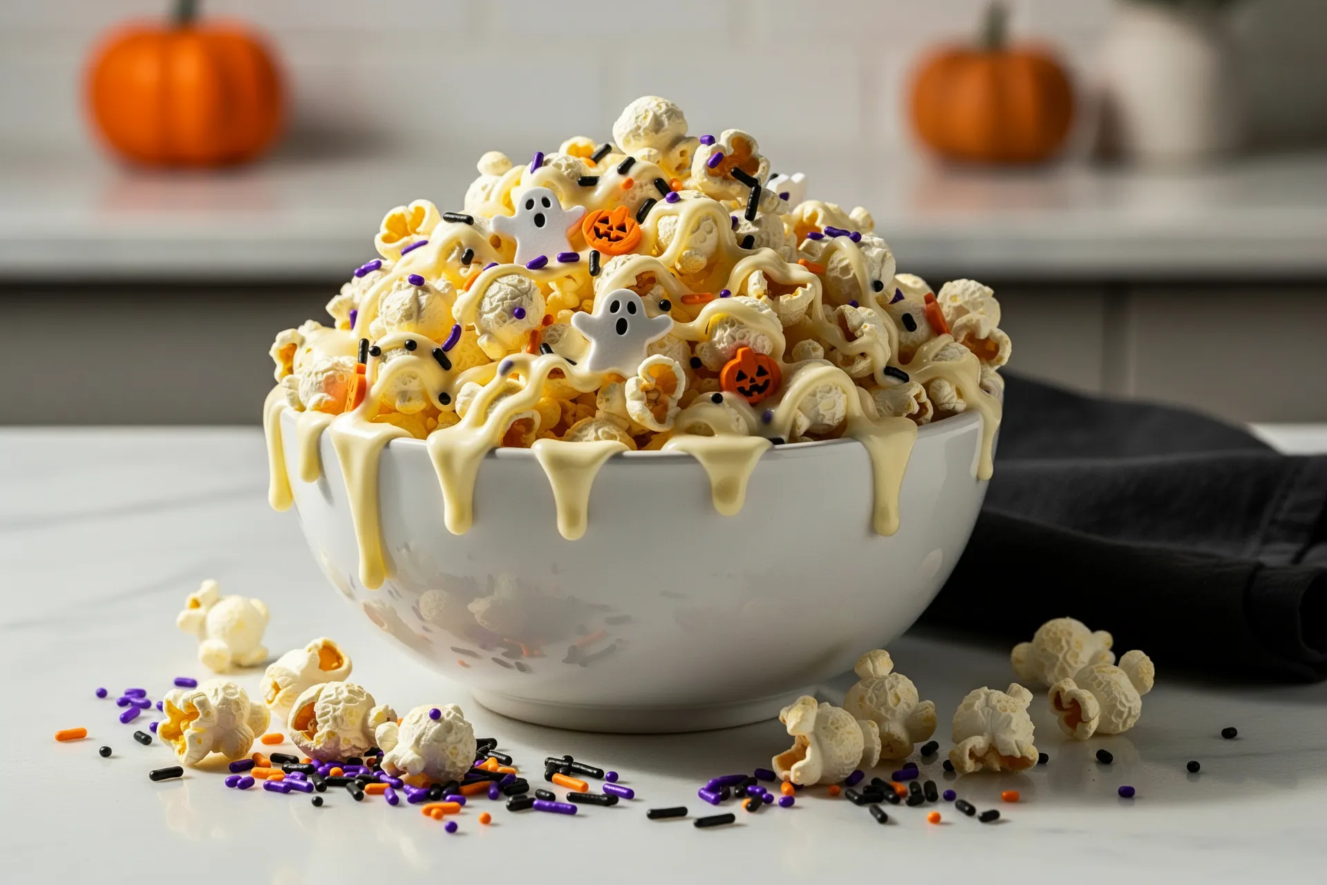 Ghostly White Chocolate Popcorn