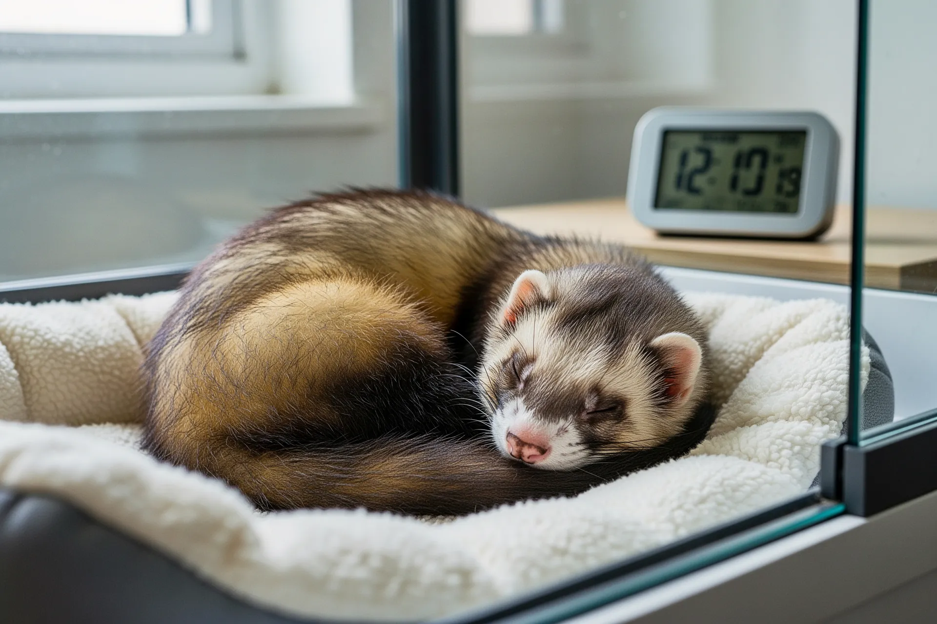 Establish a consistent sleep schedule for your ferret