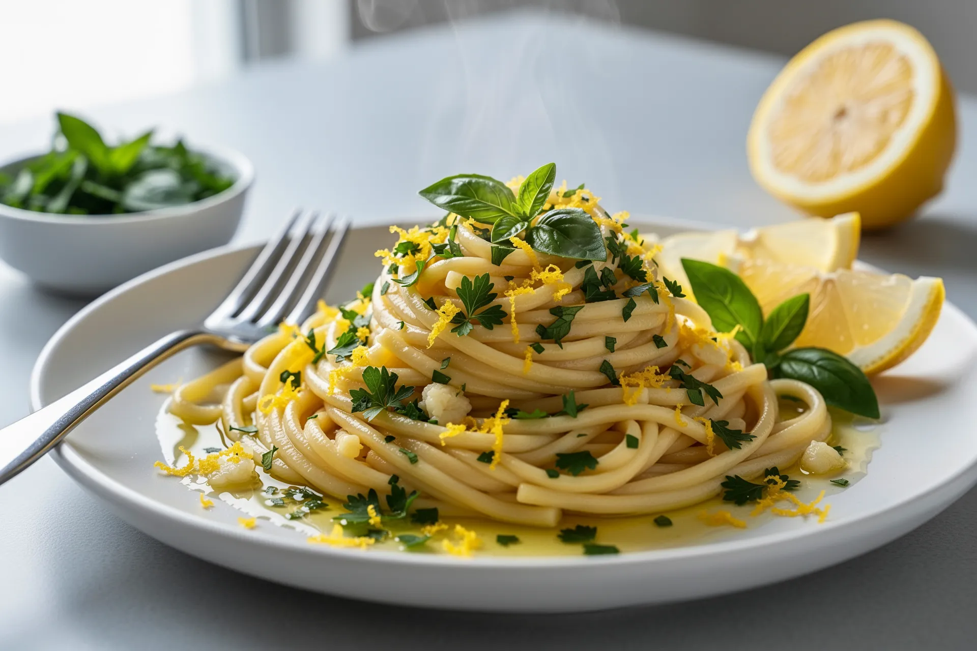 Lemon Garlic Linguine with Fresh Herbs