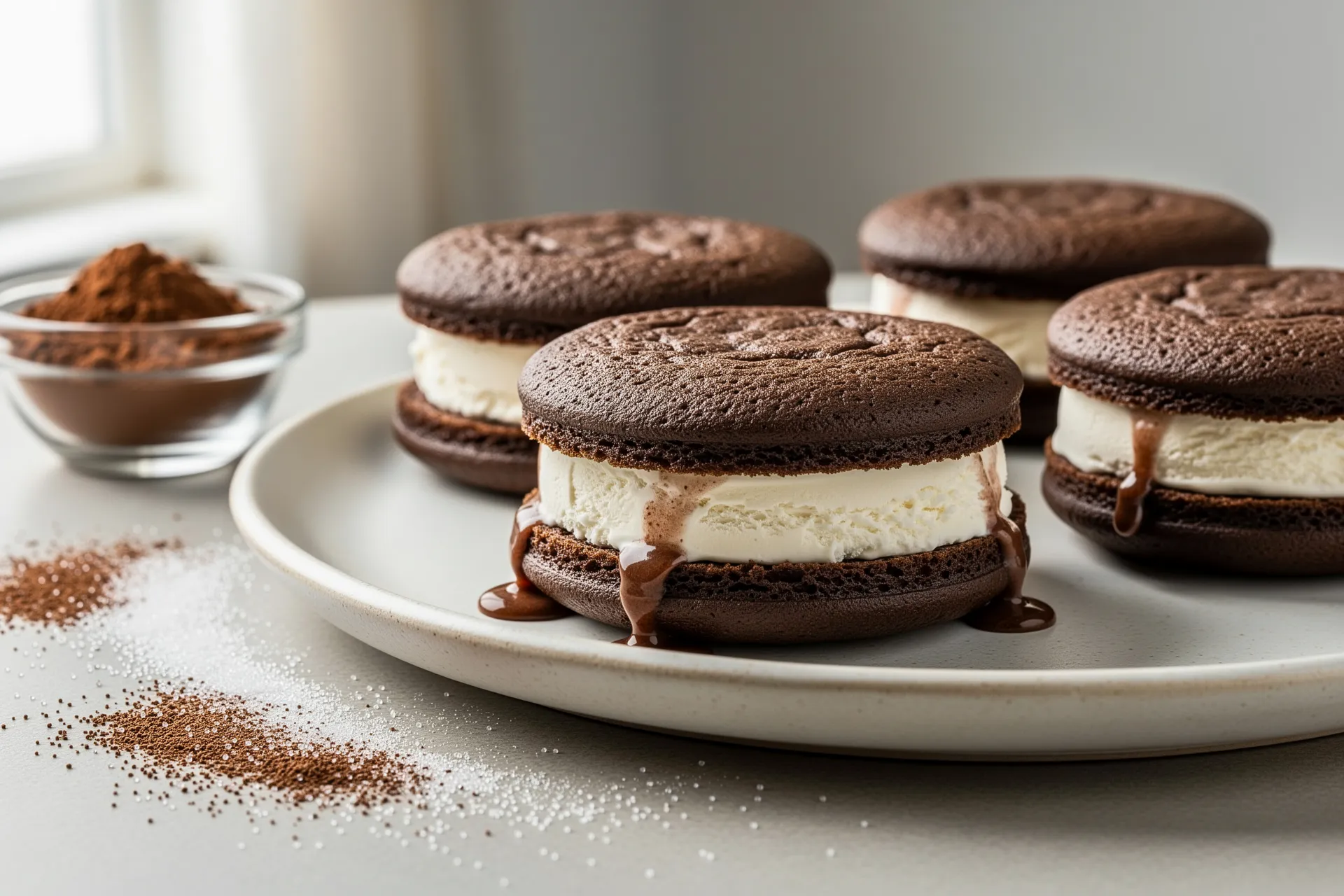 Chocolate ice cream sandwiches
