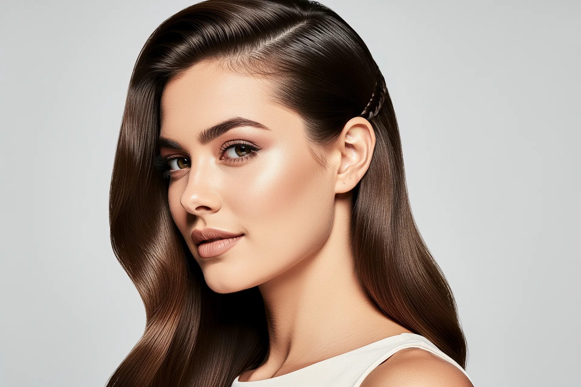A sleek side-swept style