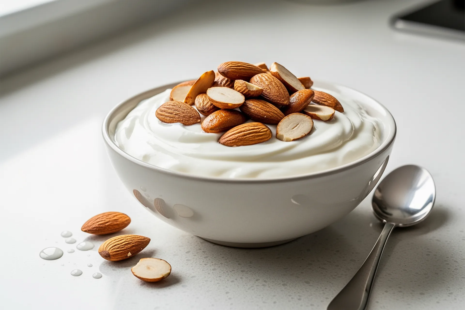 Greek yogurt and almonds