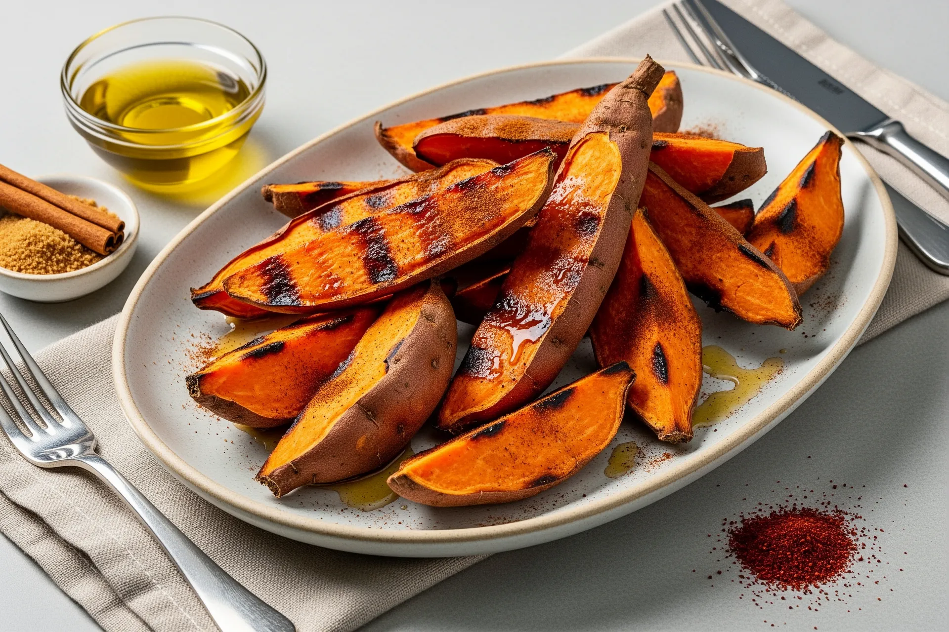 Grilled sweet potato wedges