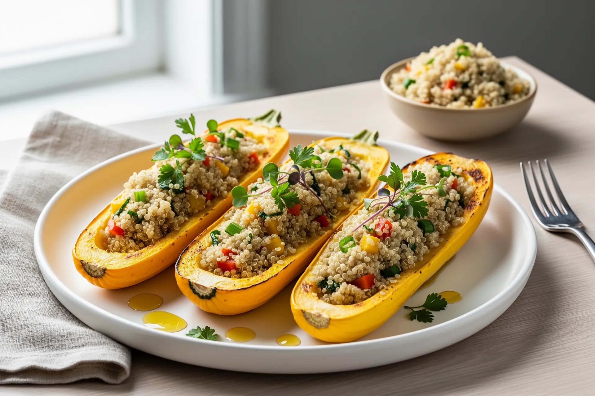 Quinoa-stuffed yellow squash