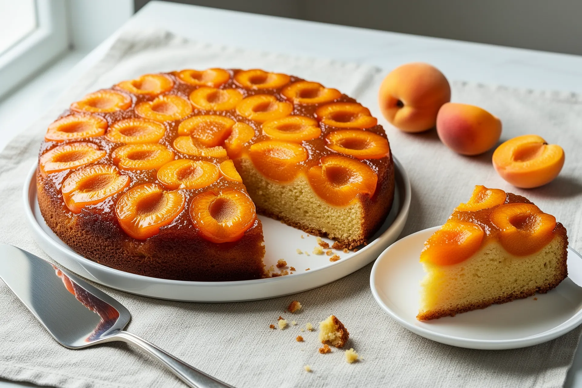 Apricot upside-down cake