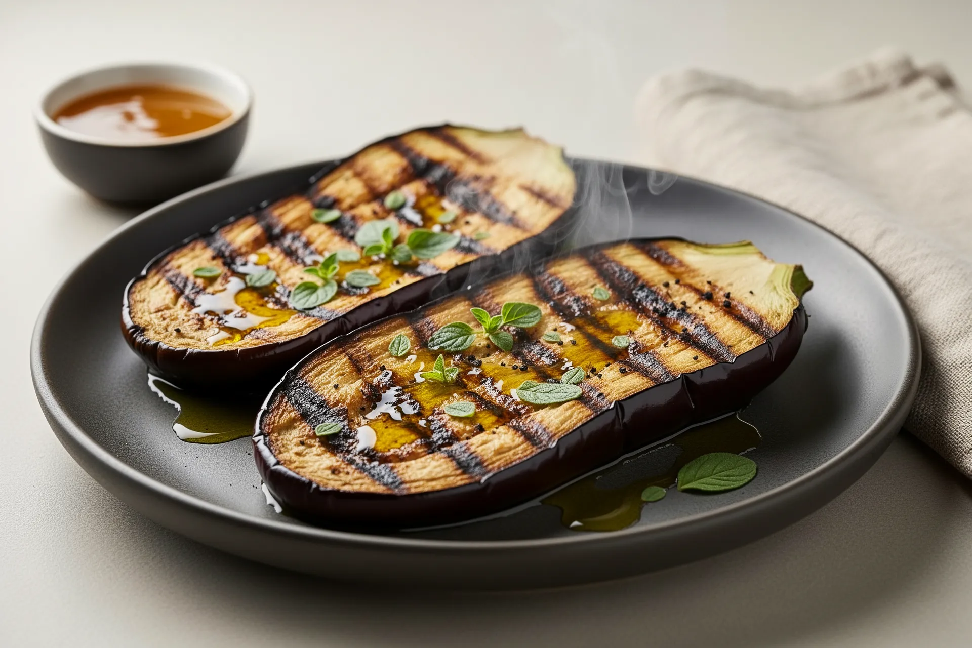 Smoky grilled eggplant steaks
