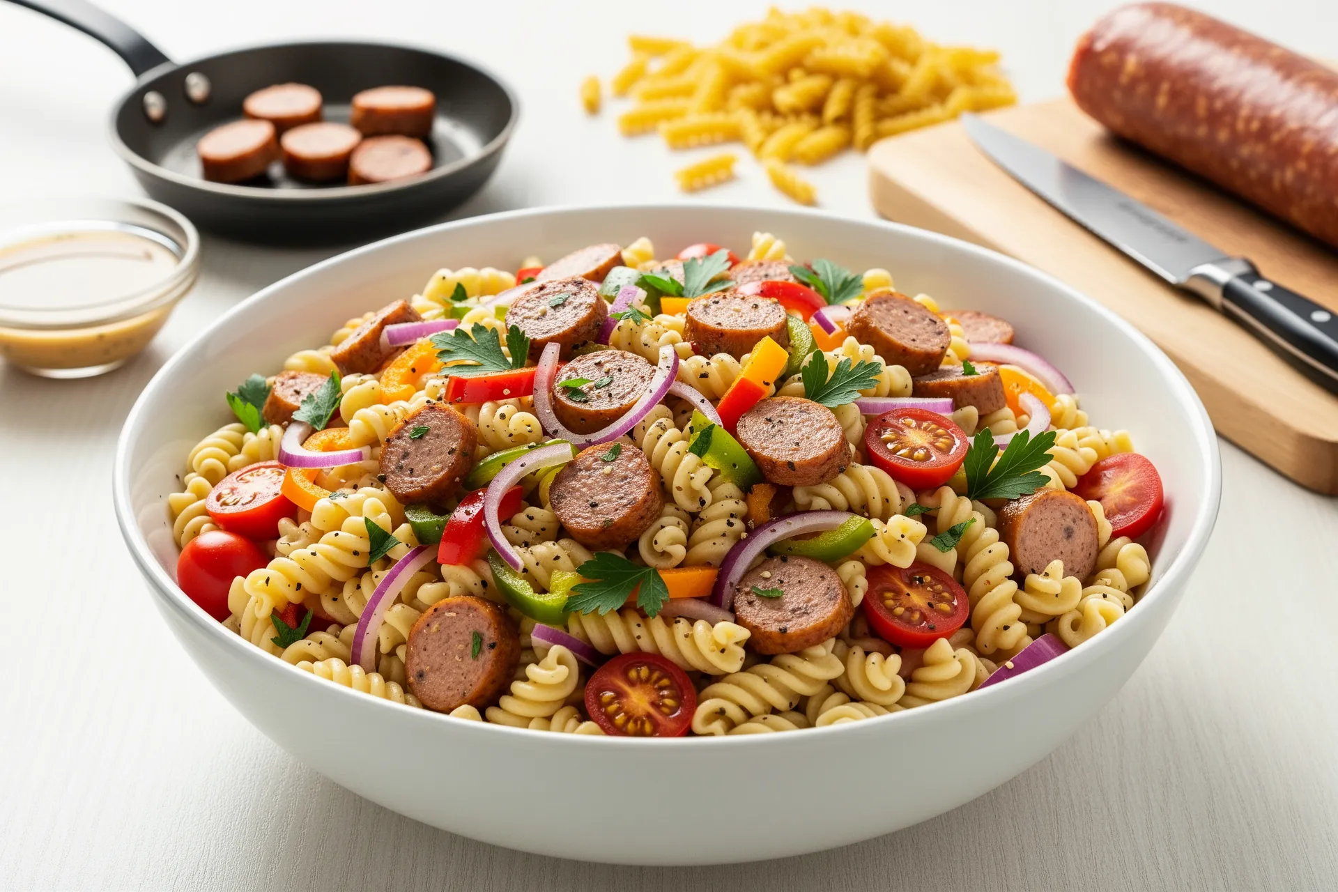 Summer sausage pasta salad