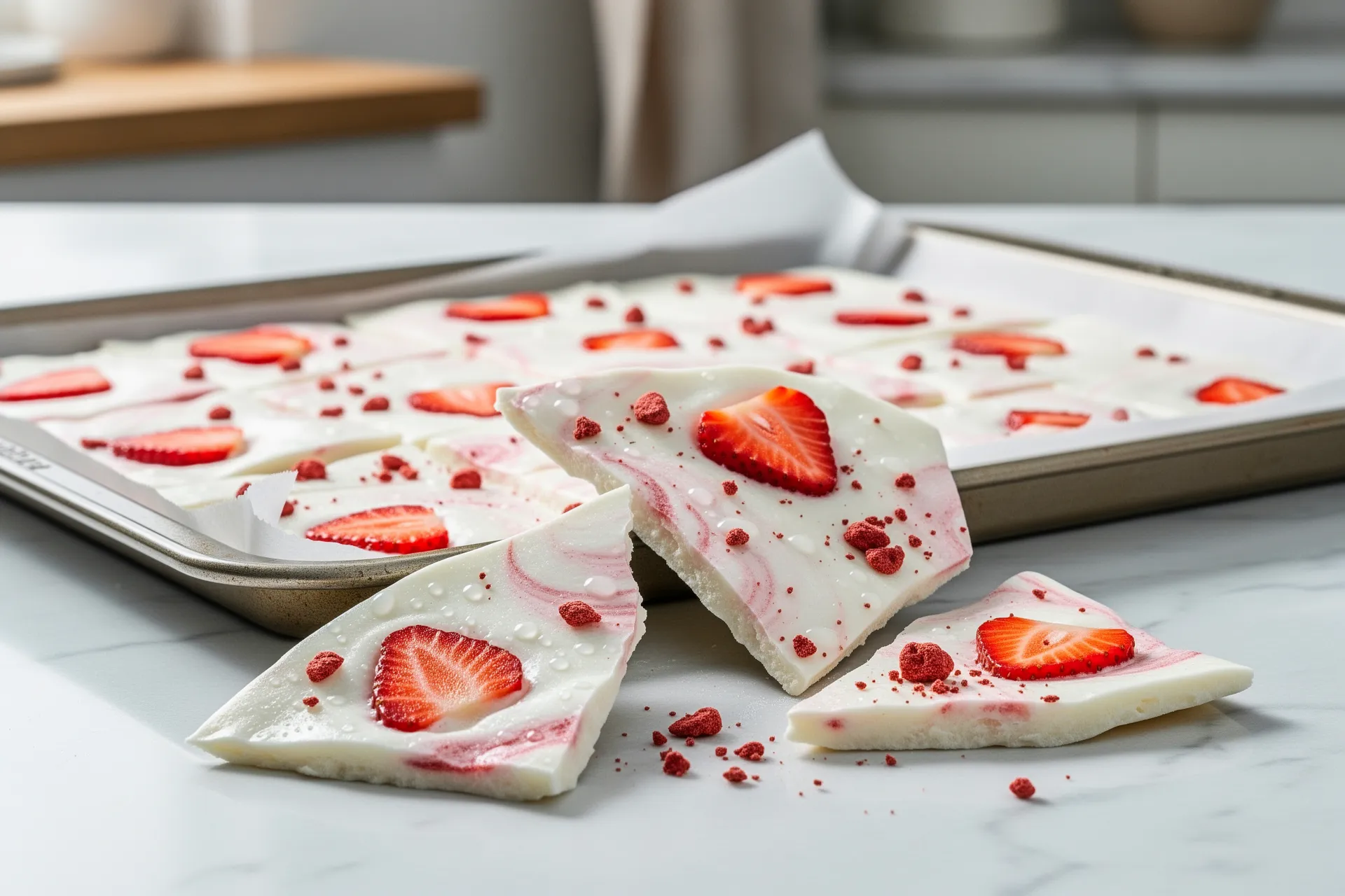 Frozen Strawberry Yogurt Bark