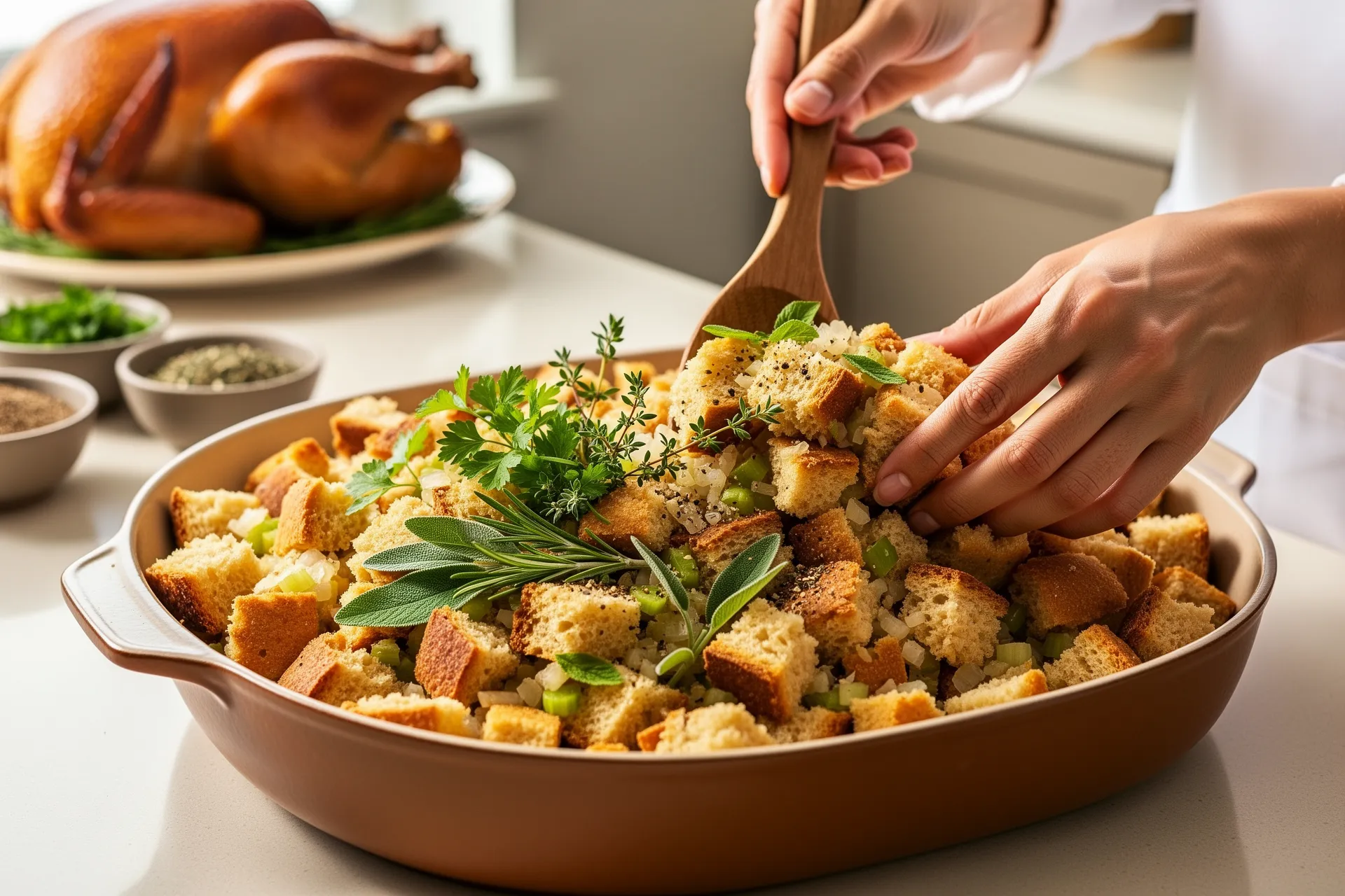Stuffing with herbs and seasonings
