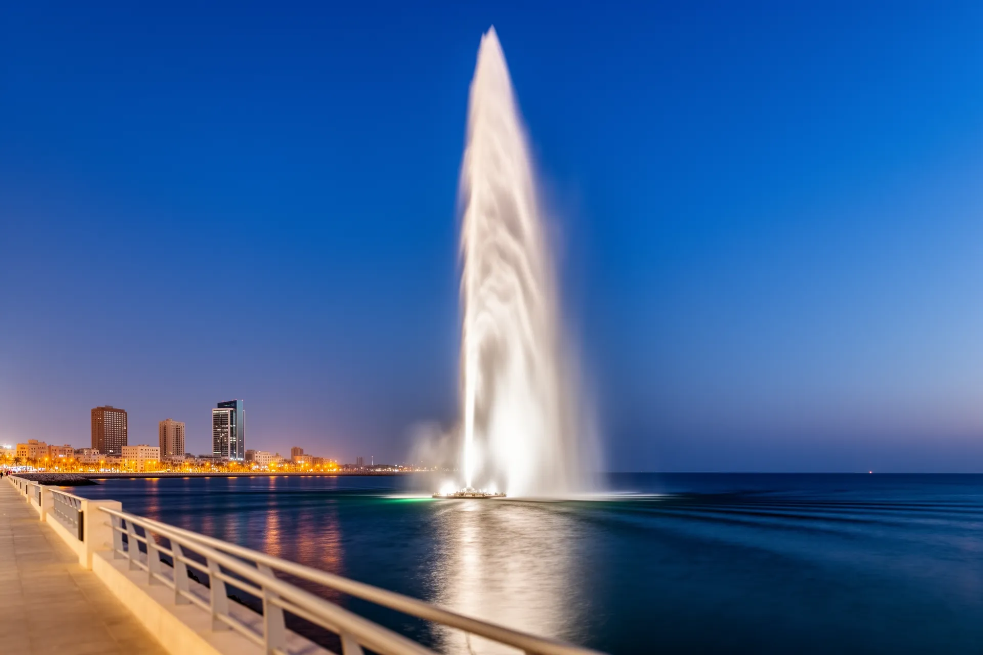 The King Fahd Fountain in Jeddah, Saudi Arabia