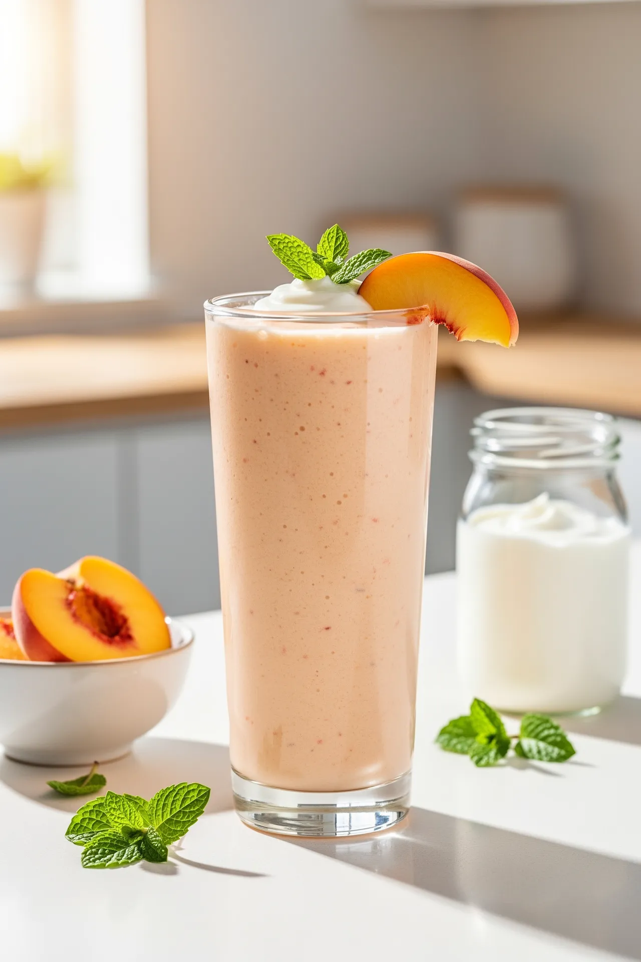 Peach Mint Yogurt Smoothie
